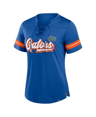 Women's Royal Florida Gators Plus Size Overtime Readiness Lace-Up T-Shirt