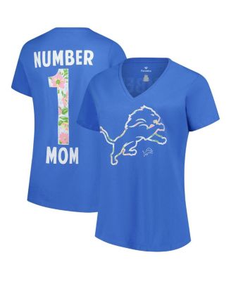Fanatics - Women's Blue Detroit Lions Plus Size Mother's Day Floral V-Neck T-Shirt