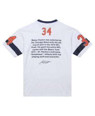 Men's Walter Payton White Chicago Bears Name Number Team Origins Vintage Logo T-Shirt