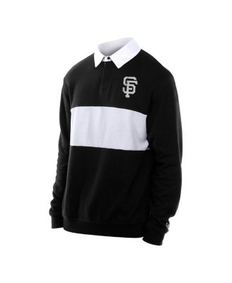 Men's Black San Francisco Giants Throwback Prep Color Block Rugby Polo Shirt