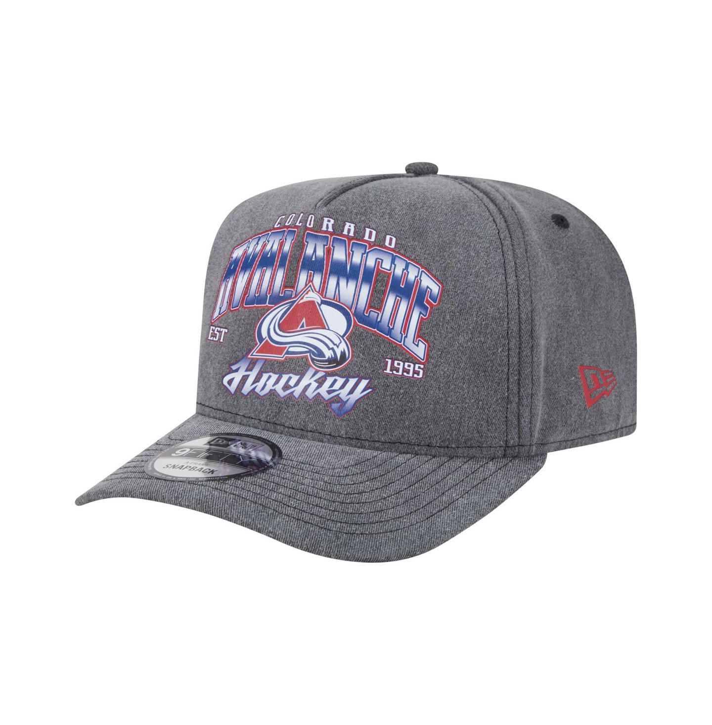 Мужская кепка New Era Charcoal Colorado Avalanche Throwback Washed A-Frame Pre-Curved 9FIFTY Snapback Hat — фото 1