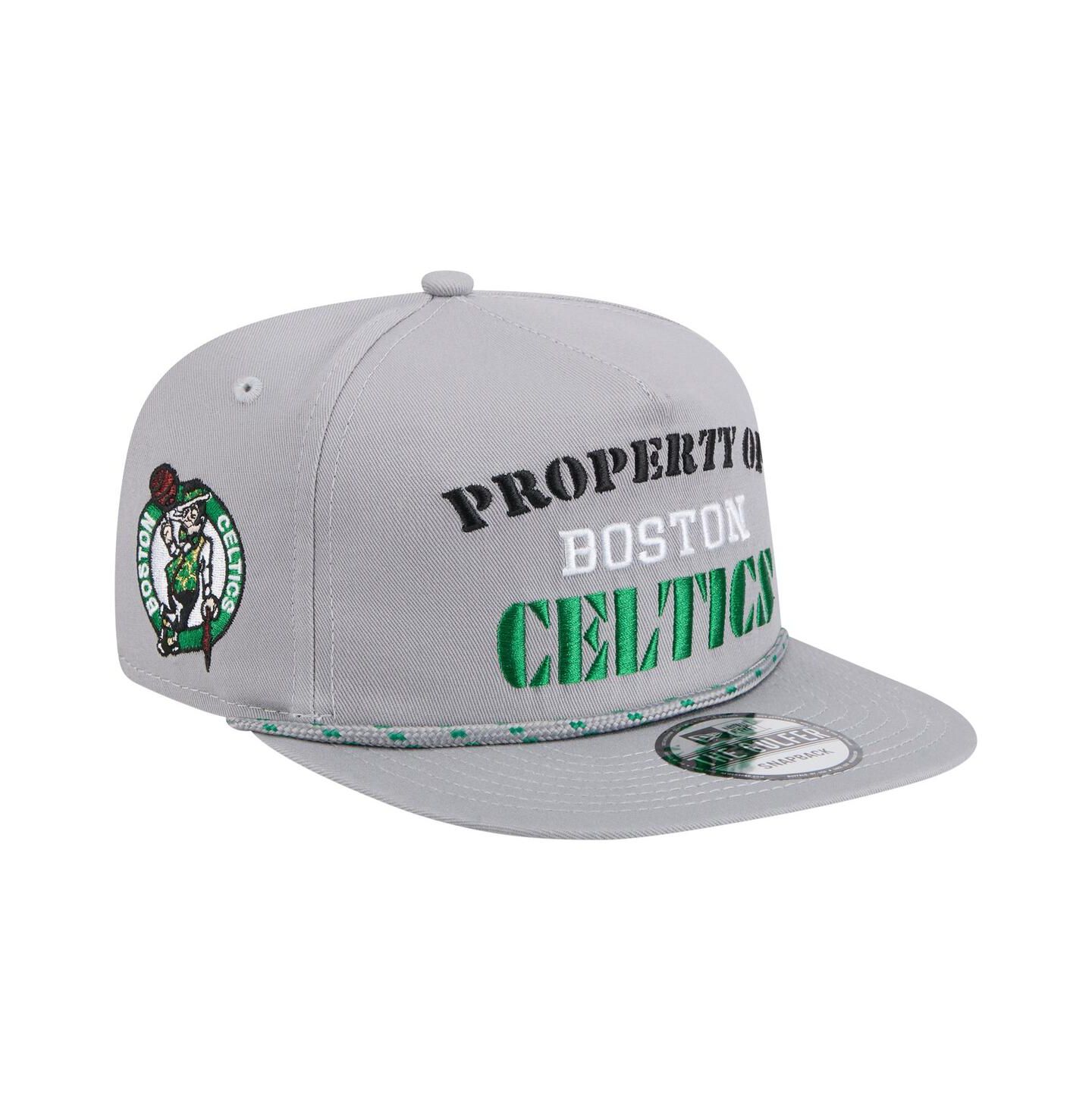 Мужская кепка New Era Gray Boston Celtics Throwback Property Of Golfer Snapback Hat — фото 1