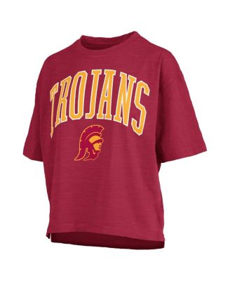Women's Cardinal USC Trojans Nelson Arch Over Logo Waist Length Oversized Slub T-Shirt