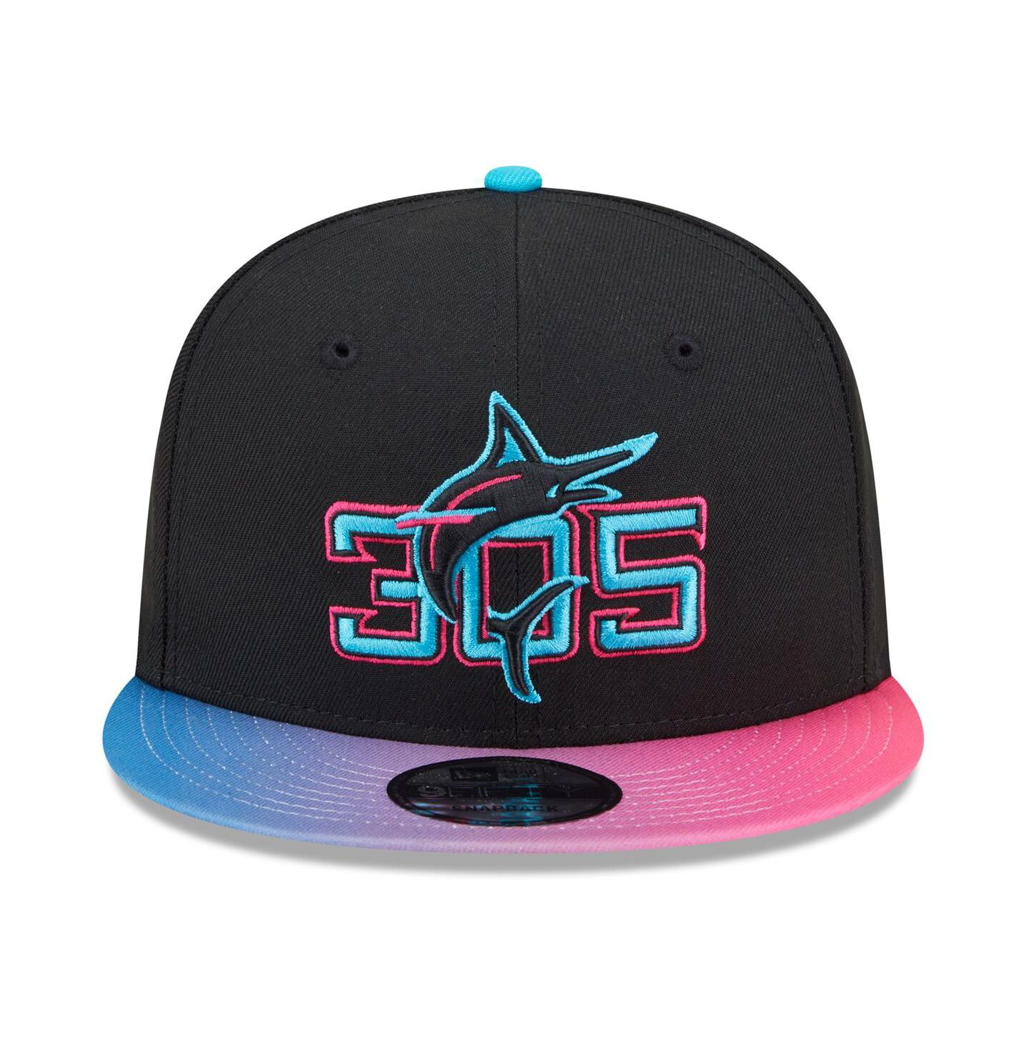Мужская кепка New Era Black/Pink Miami Marlins 2025 City Connect 9FIFTY Snapback Hat — фото 2