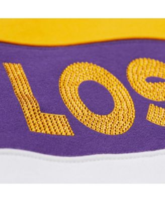 X Dannijo Women's Gold/Purple Los Angeles Lakers Blocked Pullover Sweatshirt