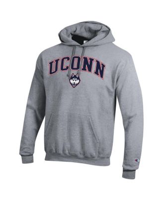 Men's Heather Gray UConn Huskies Arched Logo Fleece Pullover Hoodie