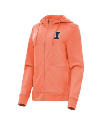 Antigua - Women's Heather Orange Illinois Fighting Illini Seeker Full-Zip Hoodie