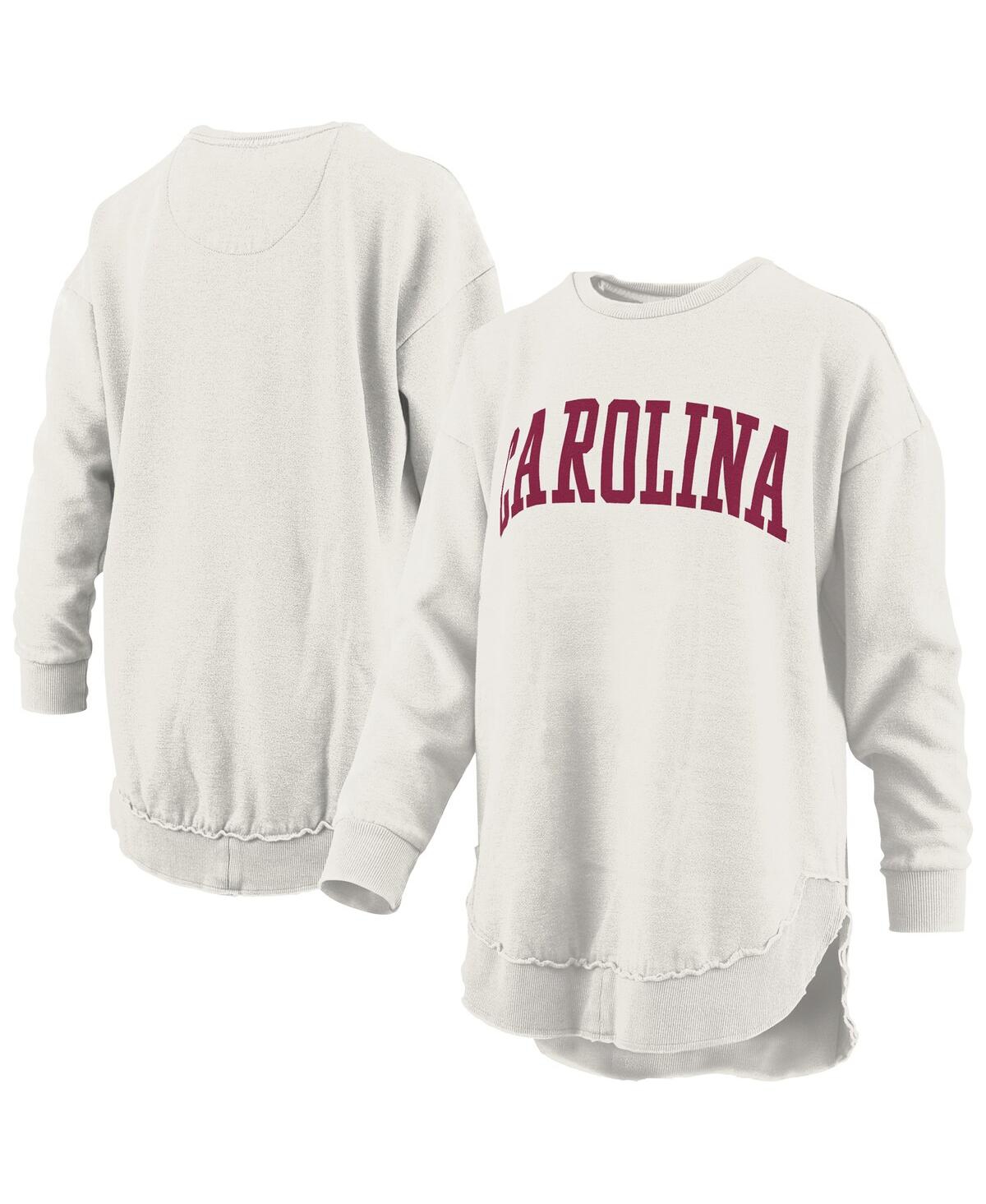 Women's Oatmeal South Carolina Gamecocks Melange Poncho Vintage Fleece Long Sleeve Pullover Sweatshirt - Oatmeal