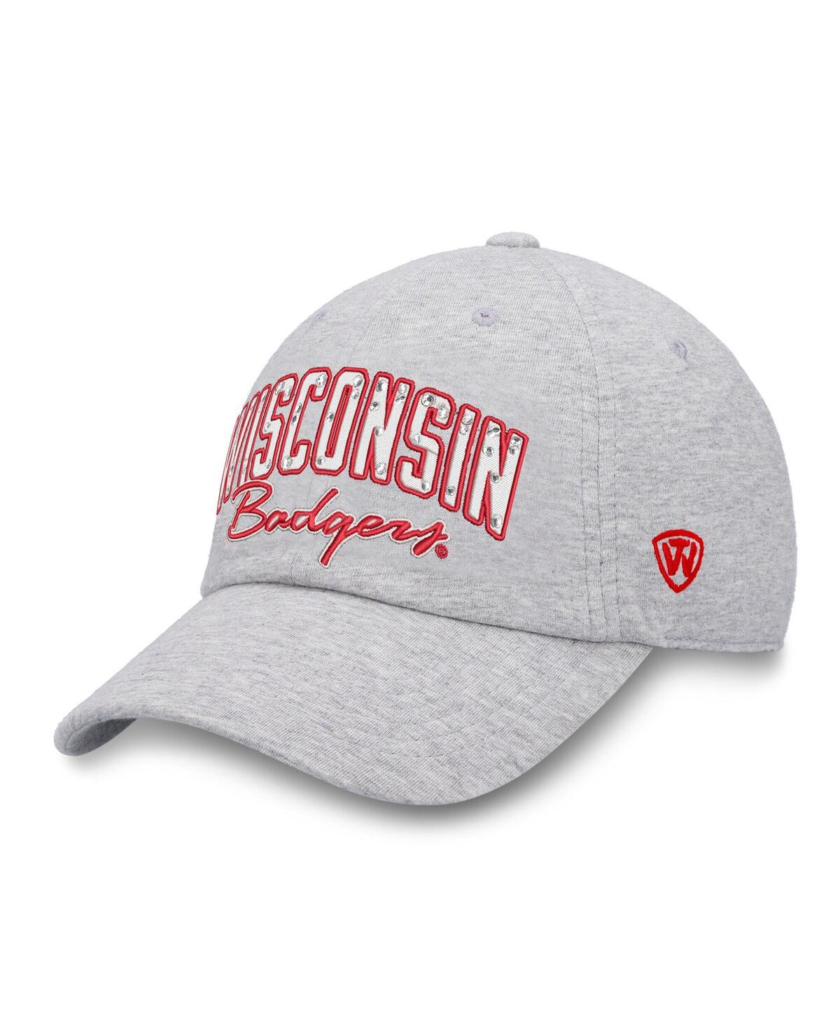 Women's Heather Gray Wisconsin Badgers Rhinestone Christy Adjustable Hat - Heather Gray