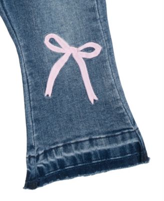 Baby Girls 2-Piece Knit Top and Bow Flare Jeans Set
