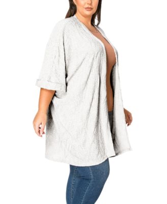 Plus Size Spiral Wave Texture Dolman Cardigan Sweater