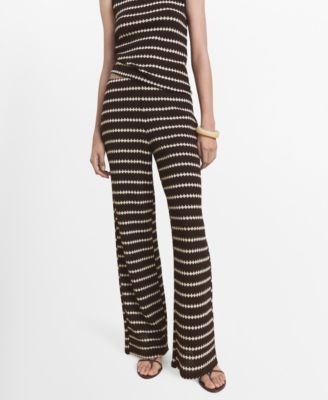 MANGO - Women's Geometric Print Knitted Trousers