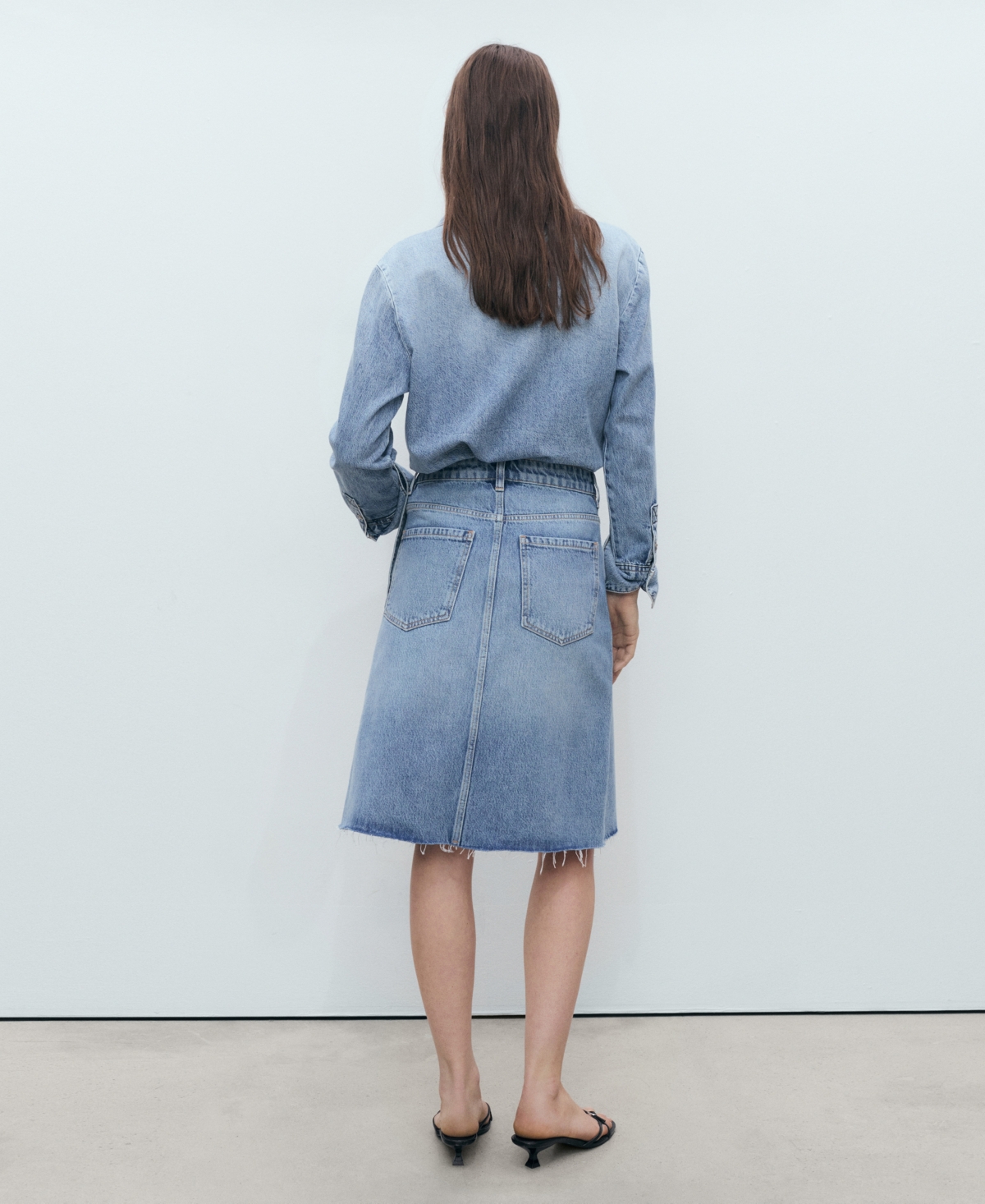 Mango Denim Midi Skirt