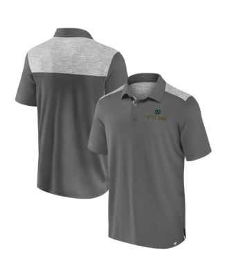 Fanatics - Men's Gray Notre Dame Fighting Irish Iconic Brushed Blocked Polo Shirt