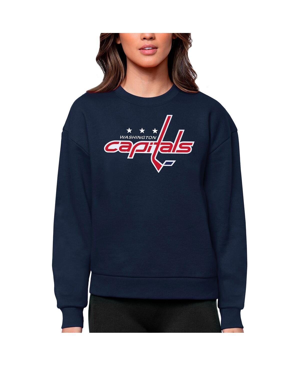 Women's Navy Washington Capitals Primary Logo Team Logo Victory Crewneck Pullover Sweatshirt - Navy
