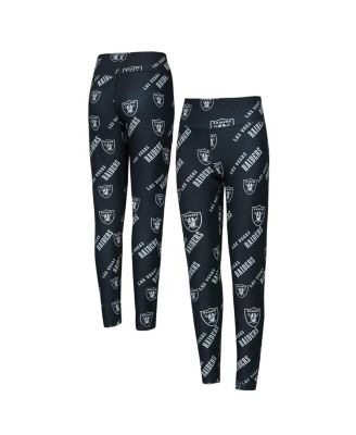 Concepts Sport - Women's Black Las Vegas Raiders Breakthrough Allover Print Knit Sleep Leggings