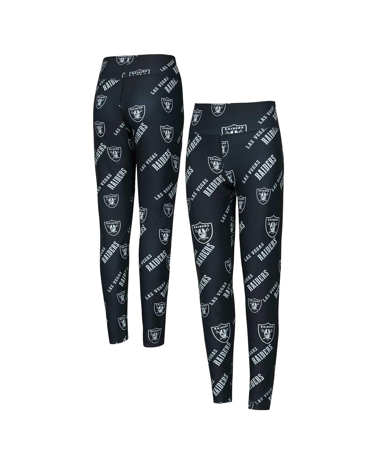 Women's Black Las Vegas Raiders Breakthrough Allover Print Knit Sleep Leggings - Black