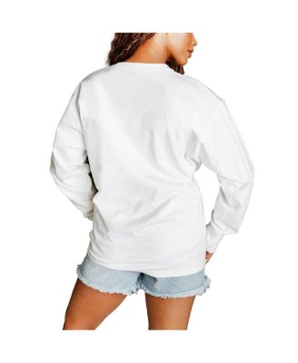 Women's White Buffalo Bills Big Goals Oversized Long Sleeve T-Shirt