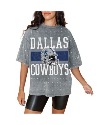 Gameday Couture - Women's Gray Dallas Cowboys Oversized Mini Rhinestone Classic T-Shirt