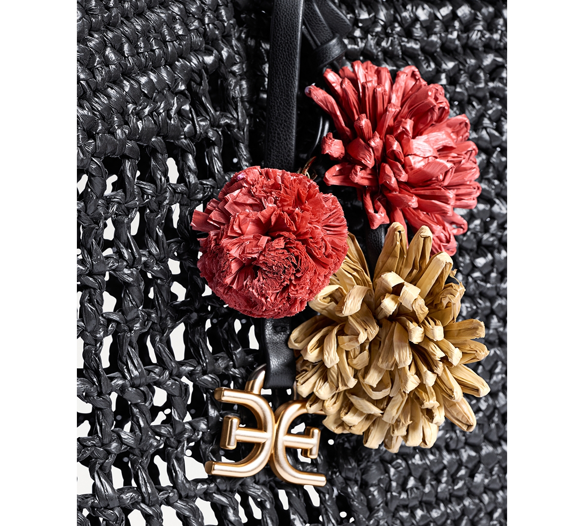 Sam Edelman Marcie Open Weave Raffia Tote In Black