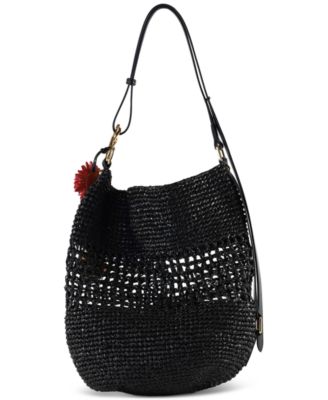 Marcie Open Weave Raffia Bucket Bag