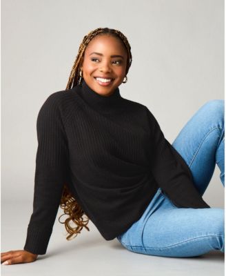 Women's Itch-Free Merino Wool Mock Neck Sweater with Lining