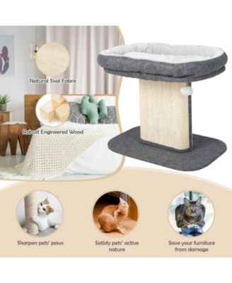 SUGIFT Modern Cat Tree Tower with Large Plush Perch and Sisal Scratching Plate