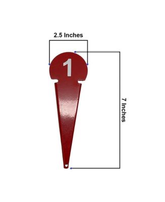 Durable Discus & Shot Put Markers (Set of 10) Essential Track and Field Equipment, Spiked Tips for Secure Placement, High Visibility, Robust Metal Construction for Competitions and Training (Red)