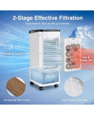 3-in-1 Air Cooler, Quiet Fan w/ Remote, 70° Oscillation, Timer, 3 Speeds, 2 Ice Boxes – Portable for Home/Office