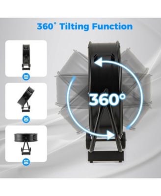 Industrial Drum Fan with 2 Wheels and 360-Degree Adjustable Tilt