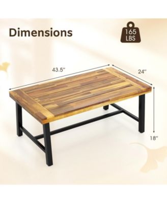 Heavy-Duty Metal Leg Acacia Wood Coffee Table with Reinforced Thickened Top