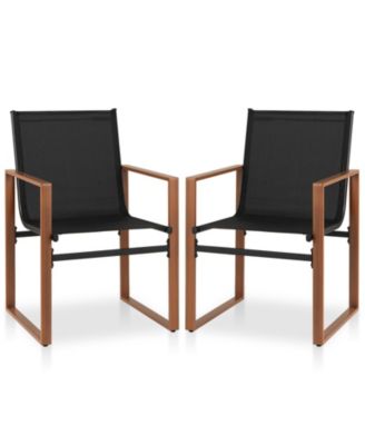 Outdoor Dining Chairs with Breathable Seat and Backrest Set of 2