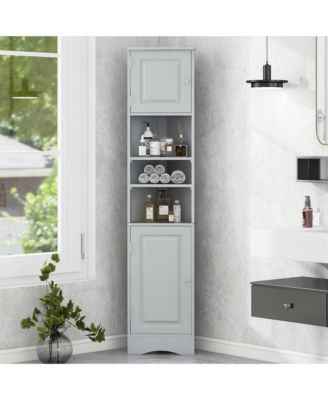 66.9"H Tall Corner Cabinet with 2 Doors, Adjustable Shelves, Multi-Functional Storage