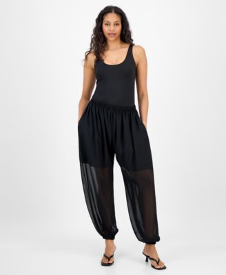 Women's High Rise Sheer Harem Pants, Exclusively at Macy's