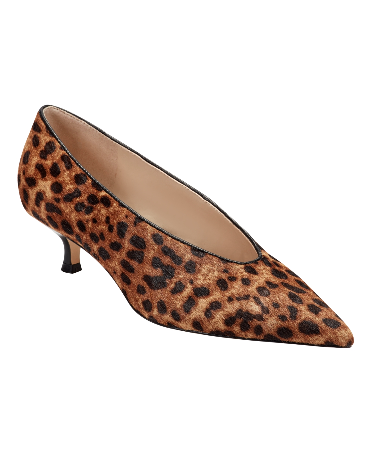 Marc Fisher Ltd Cecilely Genuine Calf Hair Pointed Toe Kitten Heel Pump In Animal Print