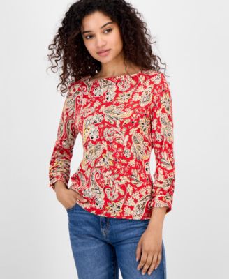 Nautica Jeans - Women's Boat-Neck Paisley-Print Top