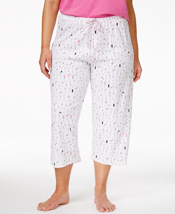 Hue Womens Plus Size Sleepwell Printed Knit Capri Pajama Pant made