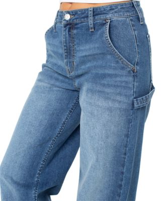 Juniors' Curvy Wide-Leg Carpenter Jeans