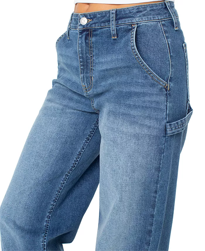 Juniors' Curvy Wide-Leg Carpenter Jeans - thumbnail 4