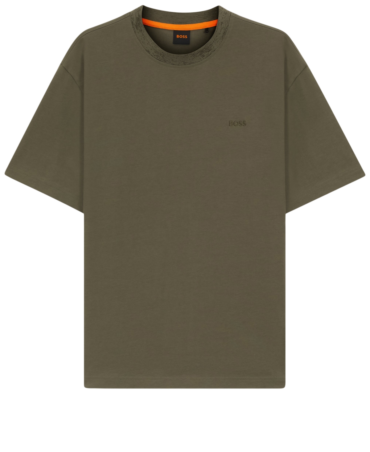Hugo Boss Boss By  Men's Patterned Collar Cotton-jersey T-shirt In Green