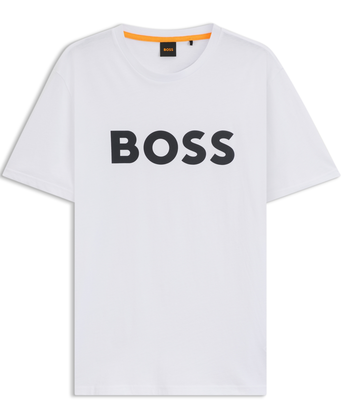 Hugo Boss Cotton-jersey T-shirt With Curved-logo Print In White