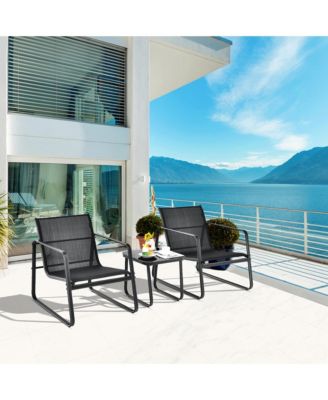 3PCS Patio Bistro Set Conversation Furniture Set w/ Fast-Drying Fabric