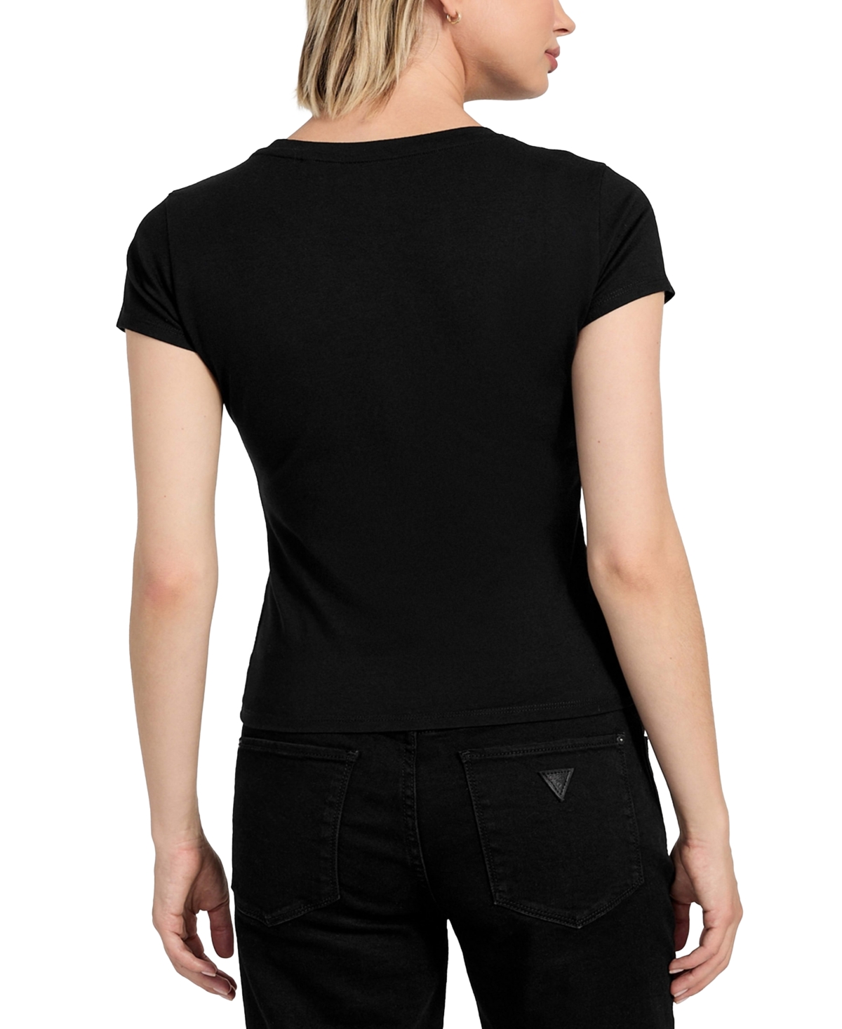 Guess Women's Embellished Strawberry Short-sleeve T-shirt In Black
