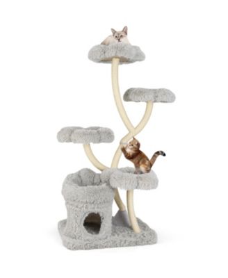 Freestanding Cat Tower with four Flower-shaped Platforms and Sisal Scratching Posts