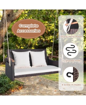 2-seater hanging swing porch swing PE wicker swing outdoor hanging swing garden poolside