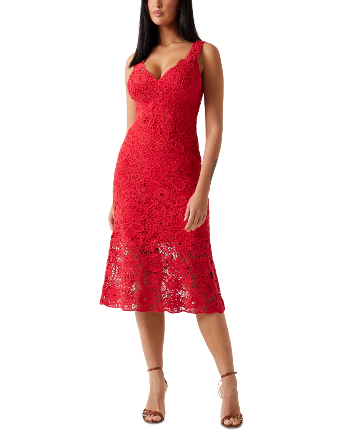 Guess Women's Rosalia Crochet Lace Sleeveless Midi Dress In Multi