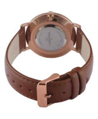 Men's 40mm Rose-Gold Super Slim Case Leather Strap Watch