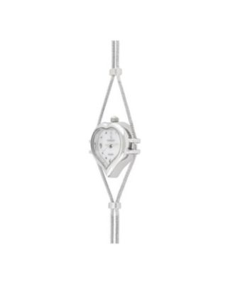 Womens Silver Heart Shape Wire Watch with White dial