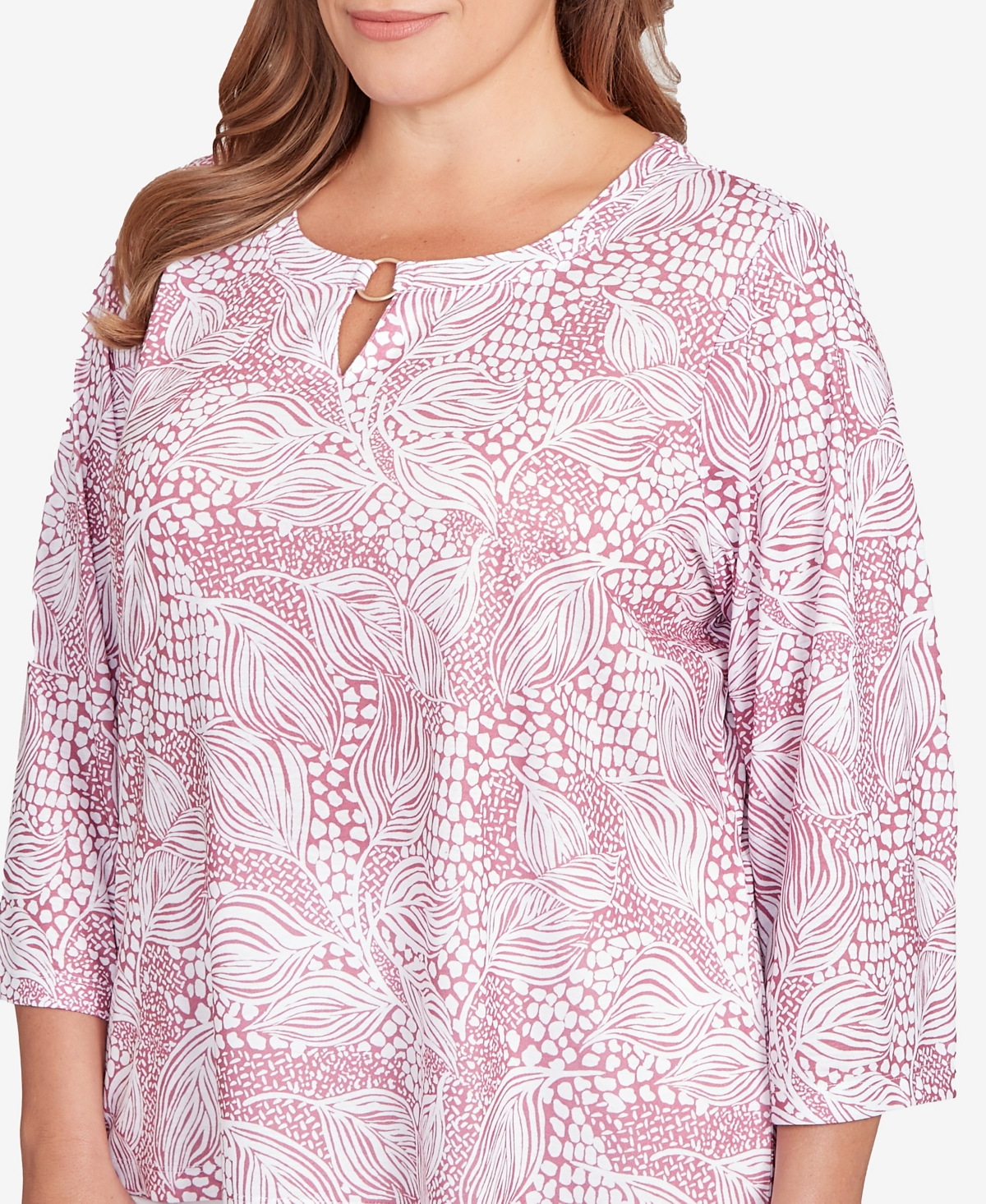Hearts Of Palm Plus Size Printed Forest Path Slub Top