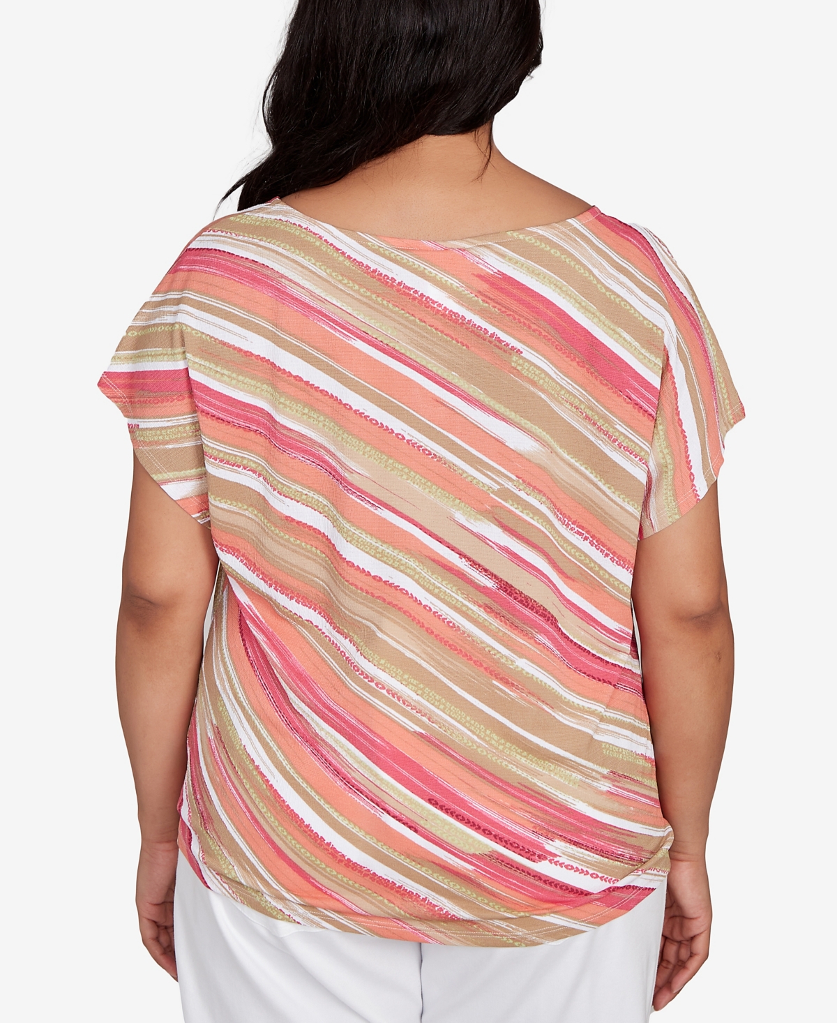 Hearts Of Palm Plus Size Printed Crinkle Tie Front Top